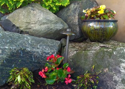Gorgeous pot in garden.
